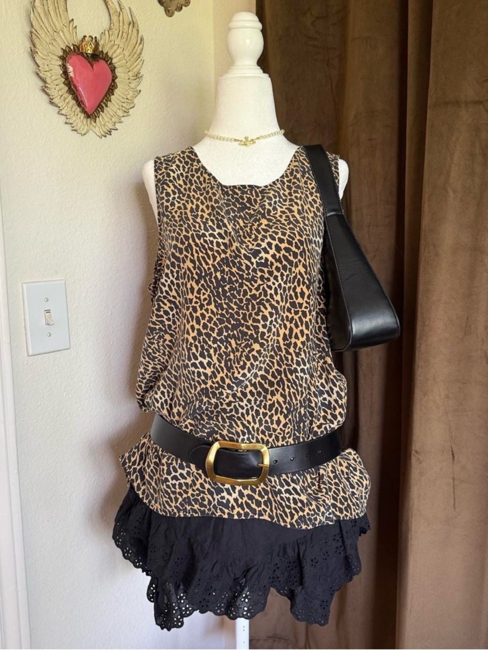 Silks By Joan Leslie Leopard Print Sleeveless Blouse in Brown and Black
